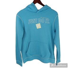 NIKE NWOT Woman's Teal and Lime green Pullover Hoodie Size XL juniors.